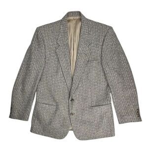Vintage 1970’s Givenchy Tweed Wool Union Made USA Beige Blazer Sports Coat 43R